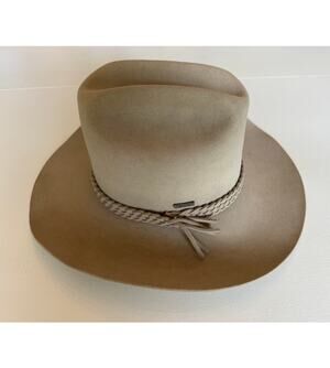 VTG Resistol 3X Beaver Cattle King Cowboy Hat 7 1/4 Long Oval Silver Belly USA